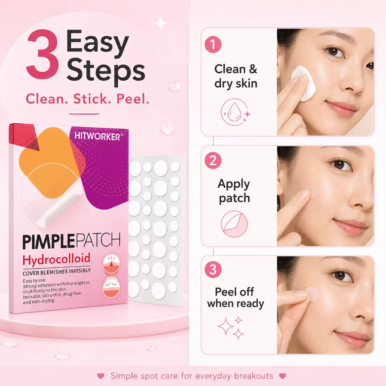 Patch anti-acné transparent - Sans alcool, non irritant, patch anti-acné de haute qualité à l'acide salicylique et à l'huile d'arbre à thé