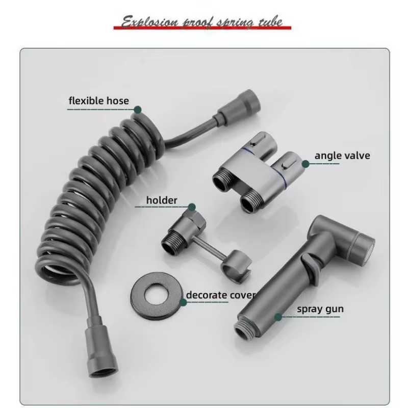 Kit de pulvérisation pour toilettes, douchette bidet portable à main, accessoires de robinetterie avec vanne d'angle à double sortie