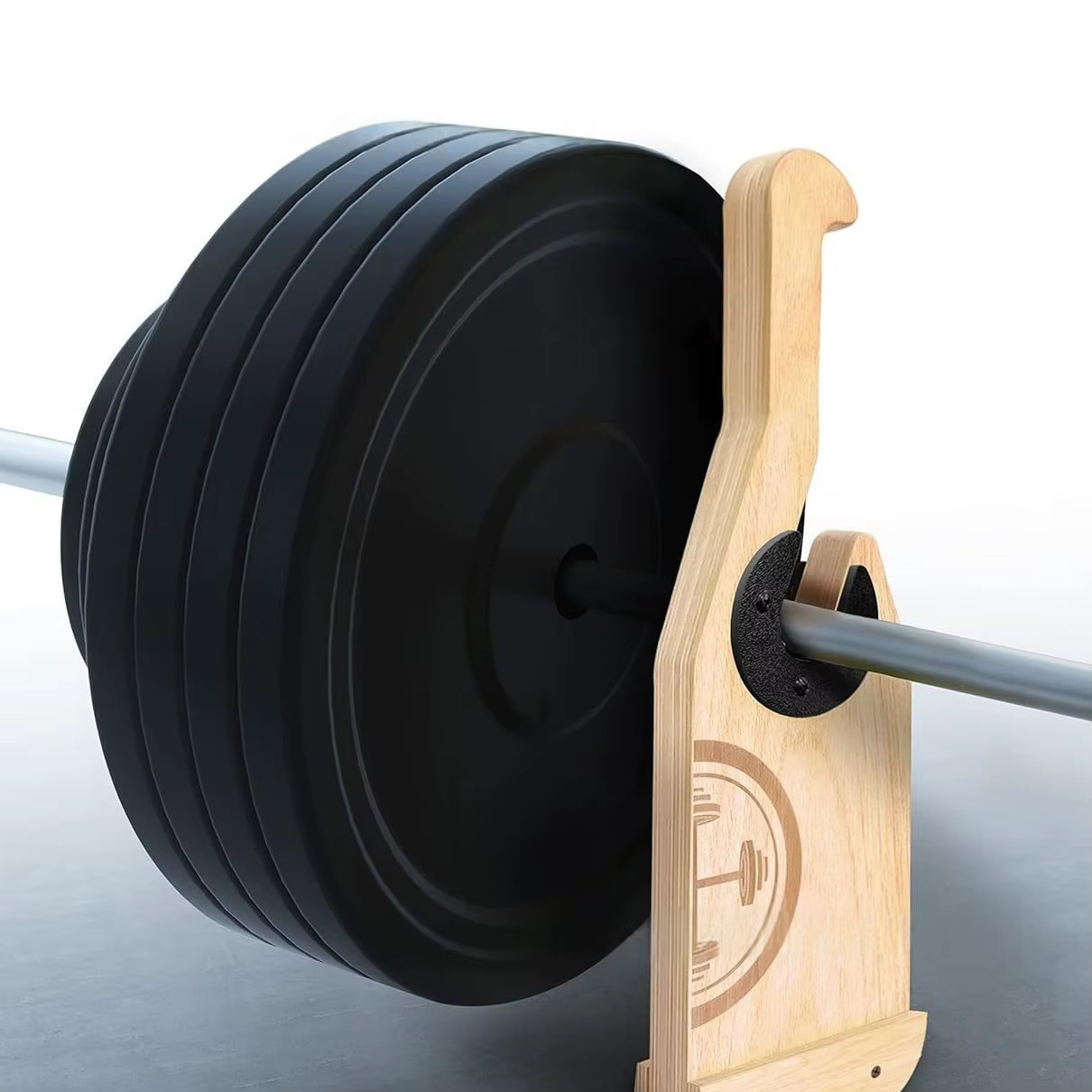 Cric d'haltères en bois pour barre d'entraînement au poids