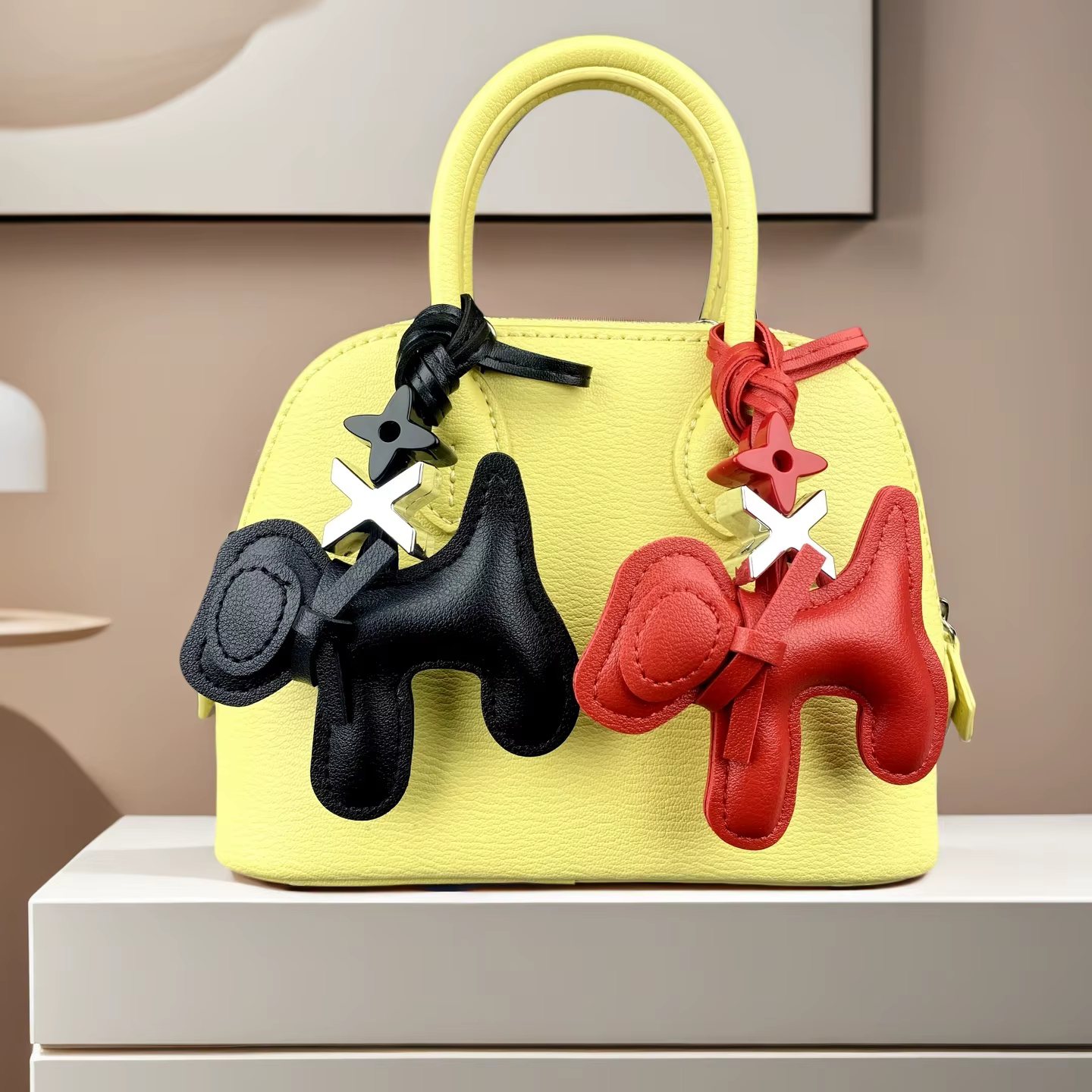Mignon porte-clés en cuir PU pour sac – Pendentif chiot pour sac – Accessoire animalier – Cadeau pour les amoureux des chiens/amis/famille – Boho/Y2K/Streetwear