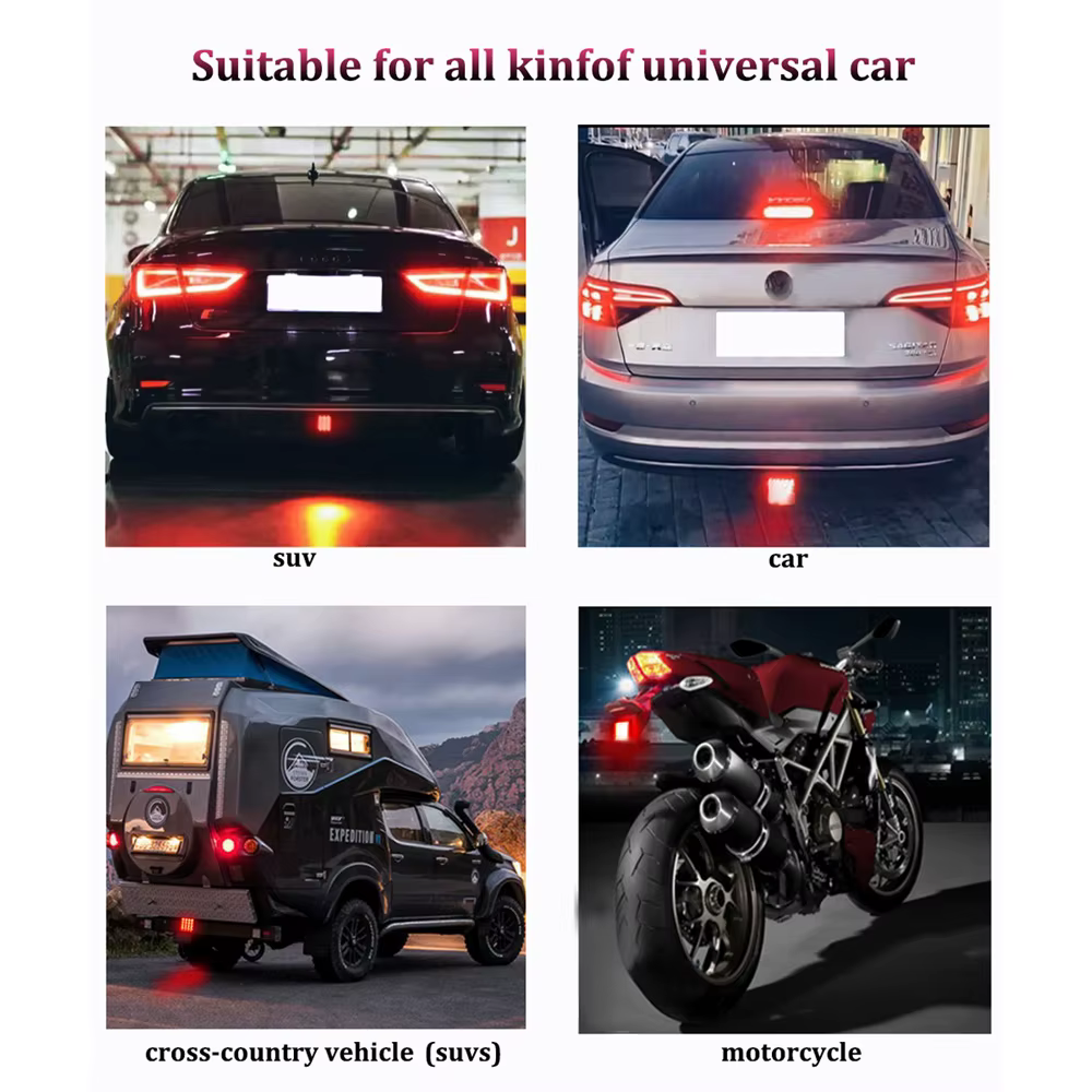 Feux arrière Flash stroboscopique Style F1, feux pilotes de freinage Led pour voiture moto, avertissement automatique, arrêt inverse, feux de sécurité pour pare-chocs