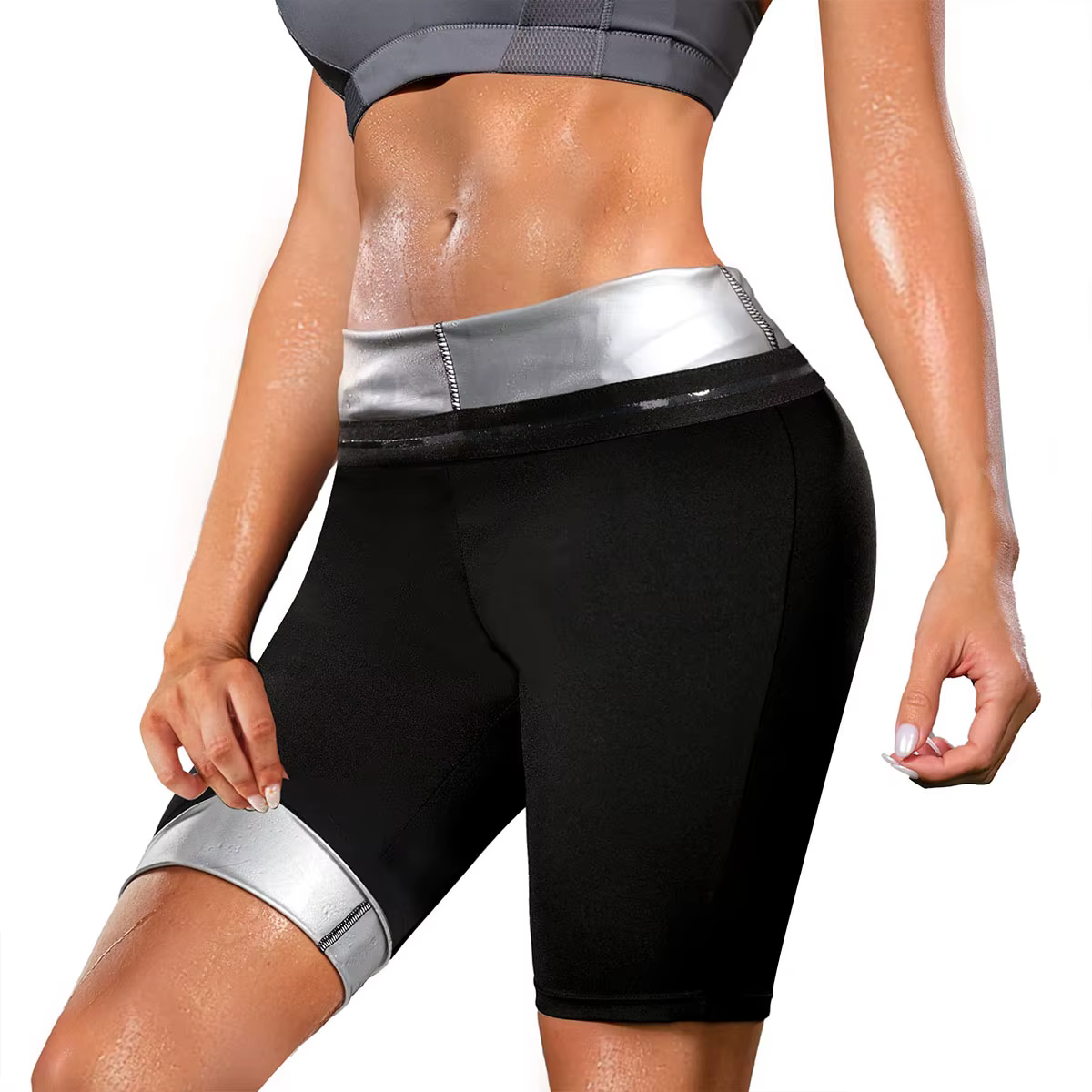 Exercice avec des shorts et des collants de musculation absorbant la transpiration pour perdre du poids