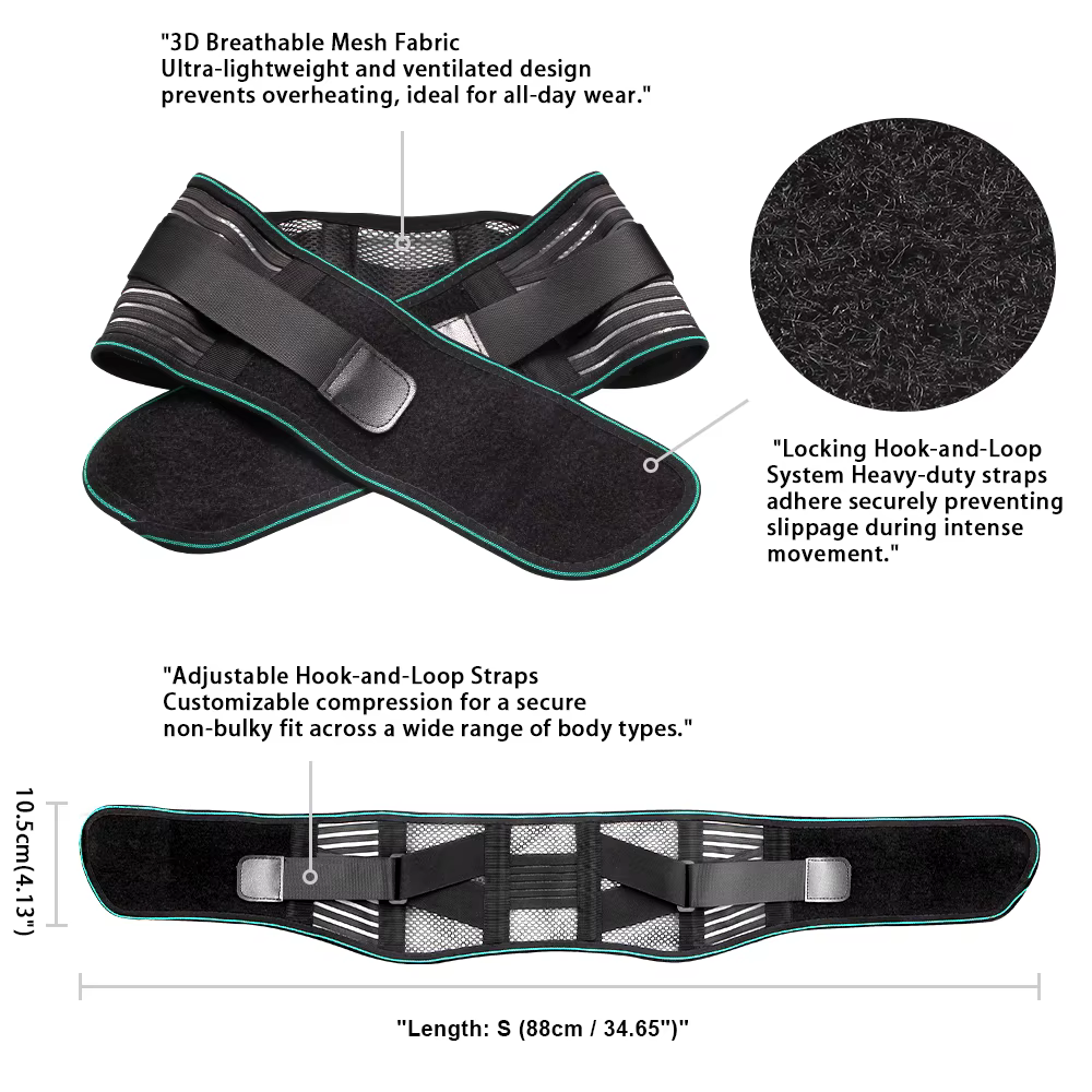 1 attelle pour le bas du dos pour soulager la douleur – Ceinture de soutien lombaire réglable pour sciatique