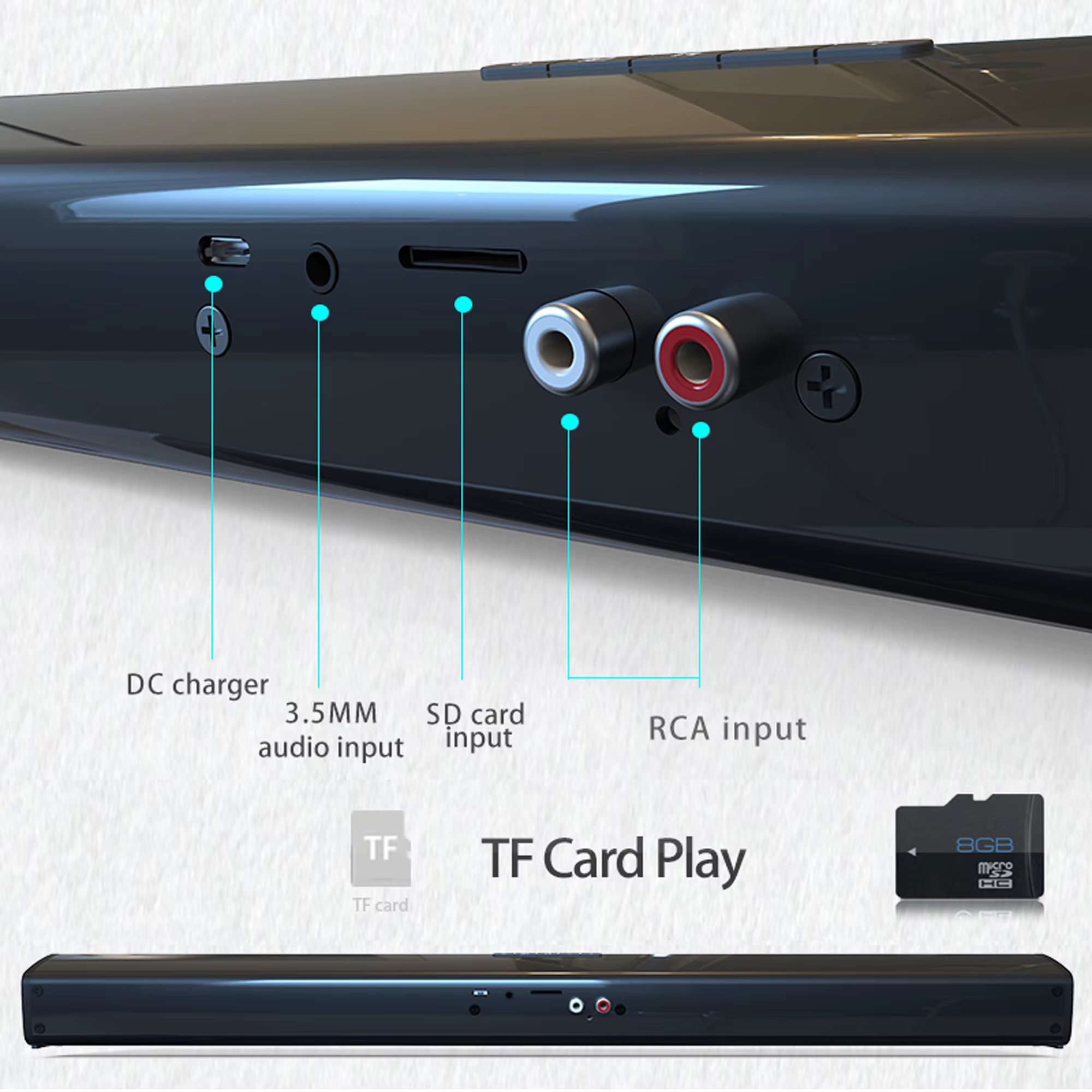 Hautréusde barre de son stéréo avec télécommande, Bluetooth 5.3, son surround, home cinéma, prise en charge RCA, AUX, carte TF