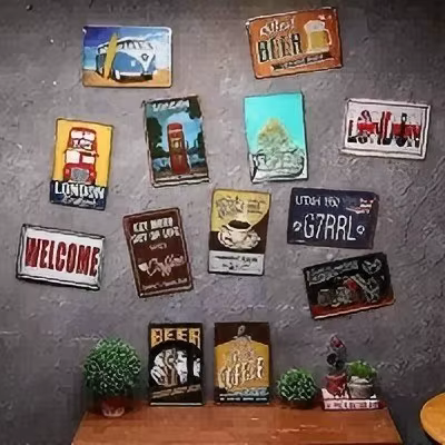 Décoration murale en métal pour l'extérieur, plaque en fer résistante aux intempéries, thème plage et bikini, pour jardin et bar
