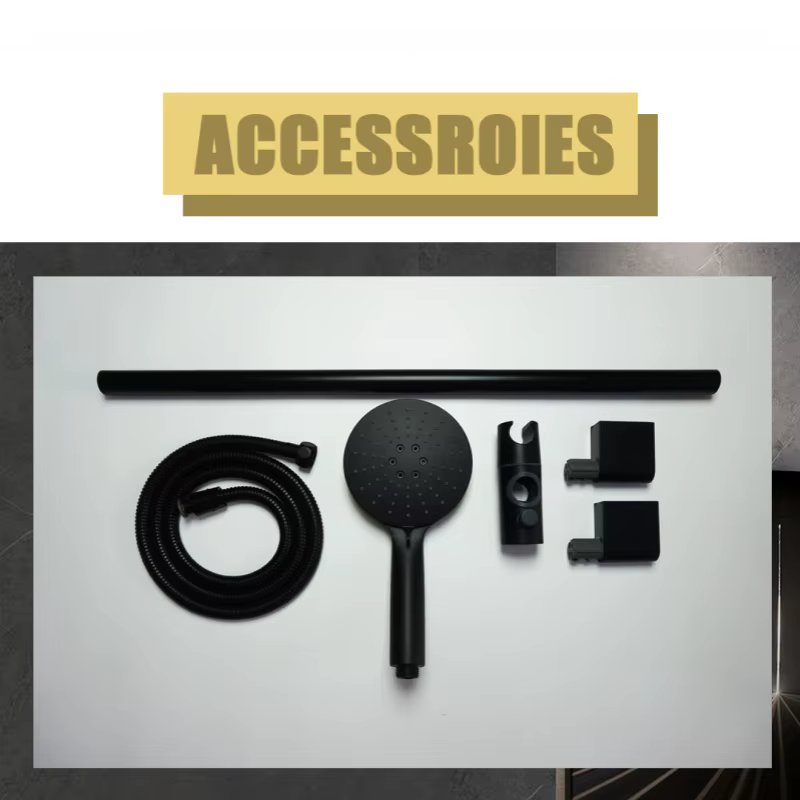 Ensemble de colonnes de douche noires, accessoires de salle de bains, pomme de douche, curseur mural, pomme de douche réglable, Rail de levage, support coulissant