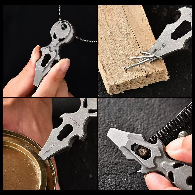EDC – barre de levier en alliage de titane, petit outil multifonctionnel, camping en plein air, ouvre-bouteille d'urgence, mini pendentif