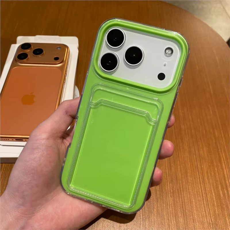 Étui de luxe 2 en 1 avec fente pour carte Photo, étui souple antichoc pour iPhone 17 Air 11 12 13 14 15 16 Pro Max Plus couleur bonbon