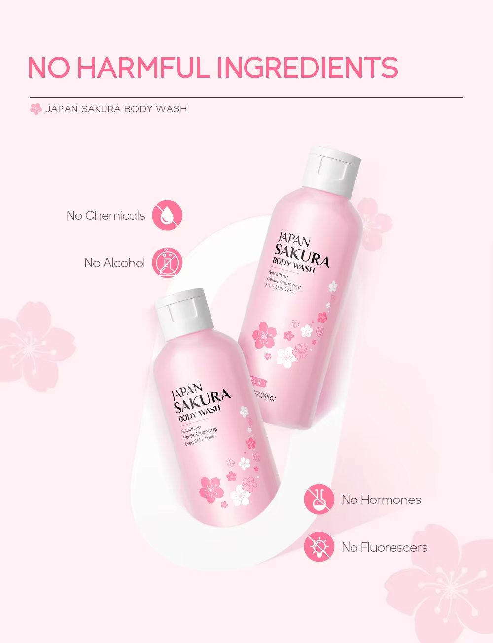 LAIKOU Sakura Gel douche longue hydratant lisse longue durée parfum mousse douce nettoyage du corps produit de bain 200ml