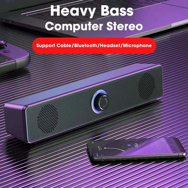 Barre de son Bluetooth filaire et sans fil pour ordinateur, PC, TV, ordinateur portable, système audio portable