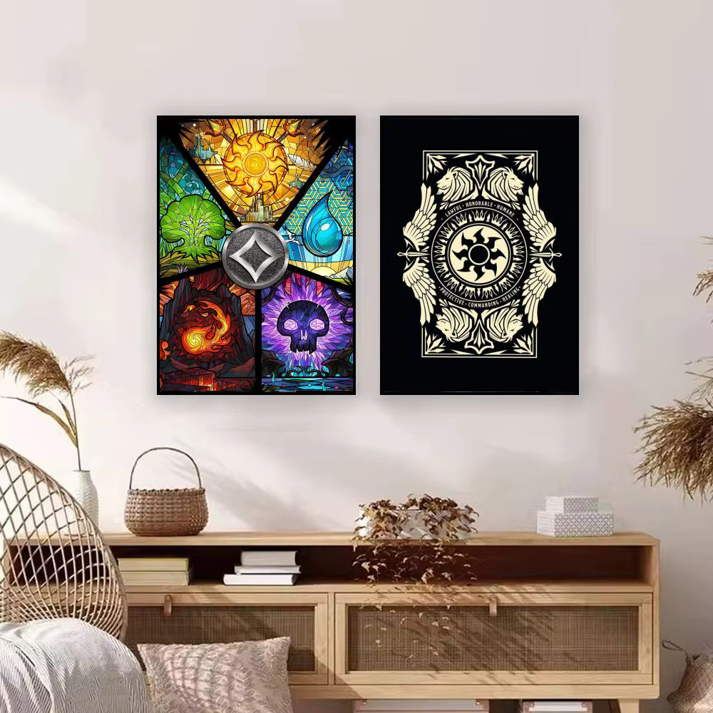Affiches Magic The Gathering en aquarelle et graffiti, art mural amusant, cadeaux décoratifs pour salon, chambre à coucher