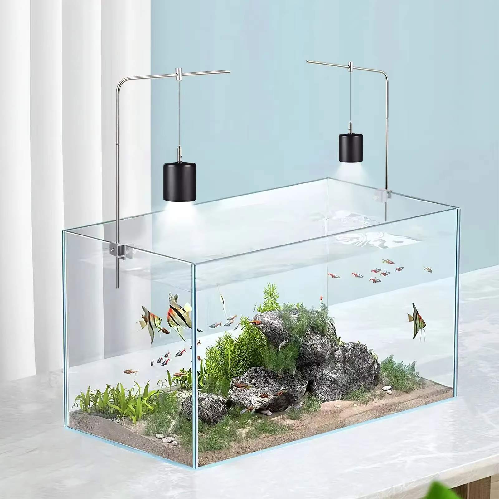 Support de lumière pour aquarium, support d'éclairage pour plantes aquatiques, support suspendu pour aquarium, cintre de lumière réglable, accessoire pour outil d'alimentation du poisson