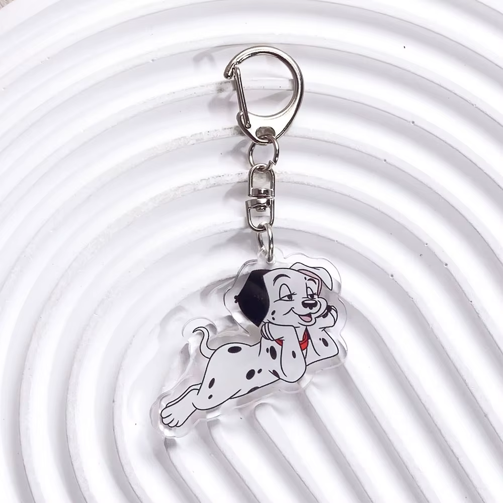 Porte-clés en acrylique Disney 101 Dalmatians, 1/12 pièces, breloques pour sac, accessoires mignons pour sac à dos, porte-clés amusant, cadeaux pour fans et amis