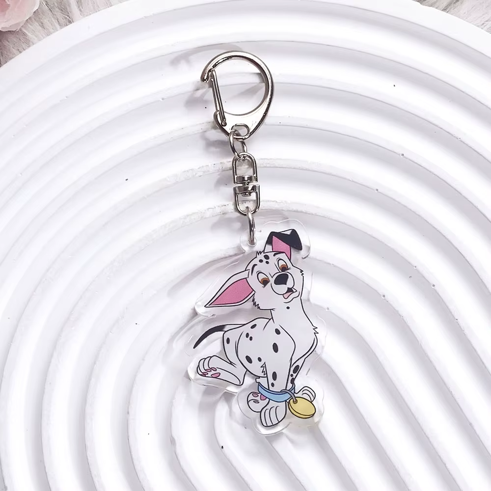 Porte-clés en acrylique Disney 101 Dalmatians, 1/12 pièces, breloques pour sac, accessoires mignons pour sac à dos, porte-clés amusant, cadeaux pour fans et amis