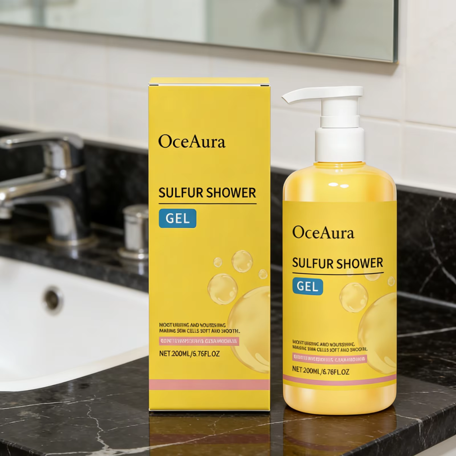 Gel douche au soufre OceAura, adoucissant pour la peau, rafraîchissant, lissant, hydratant longue durée, nettoyage doux, gel douche au soufre pour le corps, 200 ml