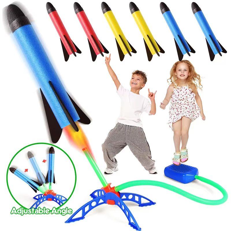 Enfants en plein air jouet en plein air pompe à fusée en plein air, la pression de l'air en plein air monte en flèche, ensemble de fusée saute, jeu de lance-roquettes aérodynamiques, cadeau de jouets 