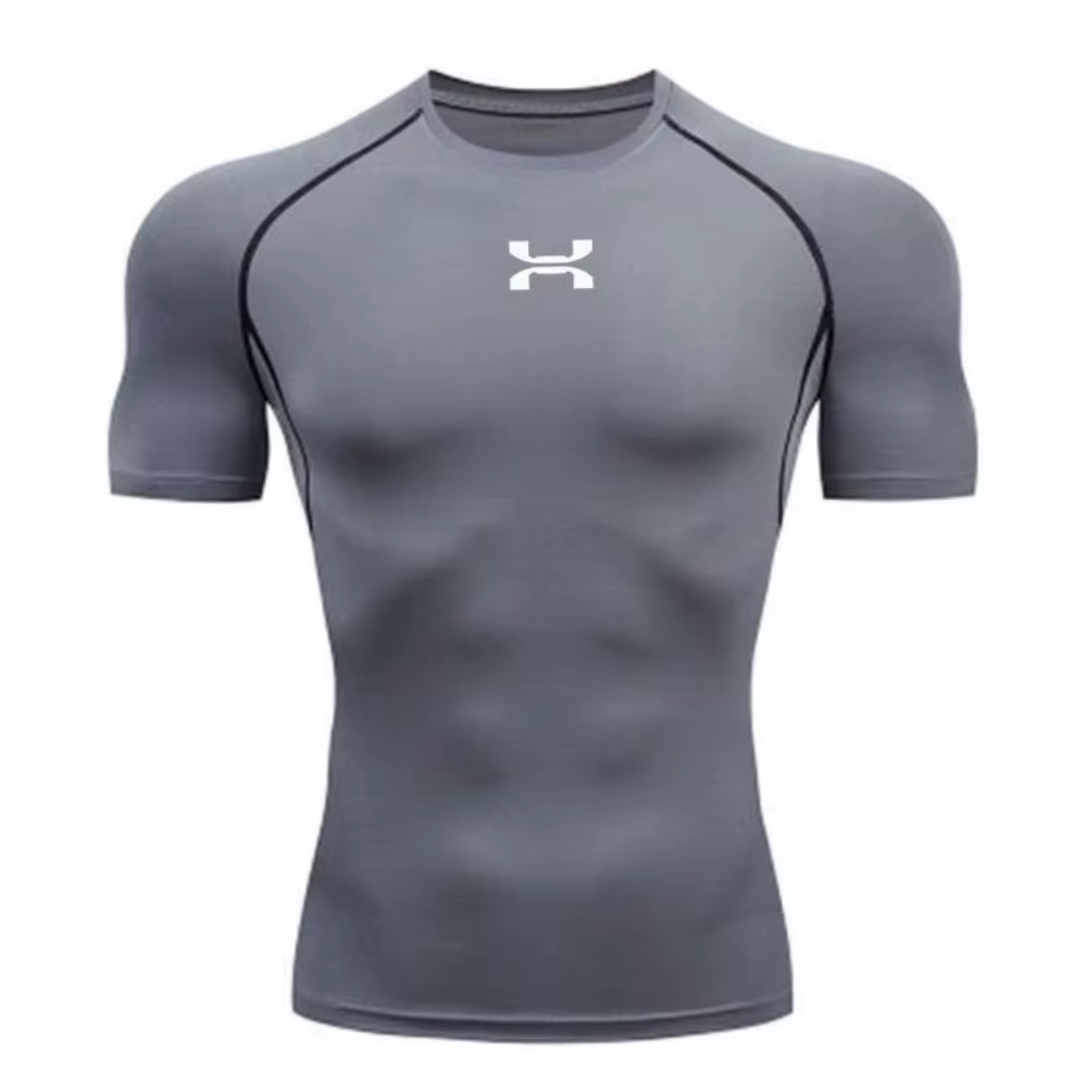 Vêtements de fitness, sweat-shirt de compression d'été à manches courtes pour hommes