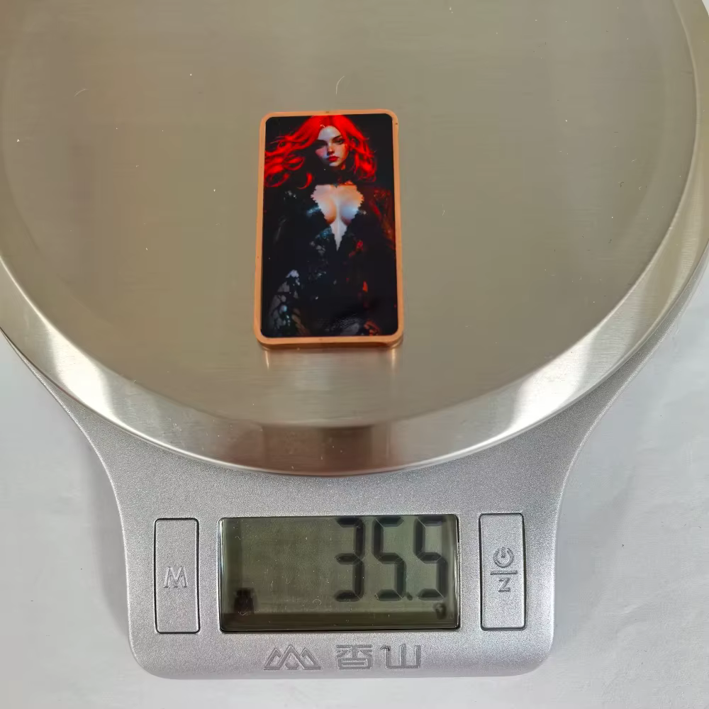 Barre de cuivre pur 0,999 de 1 oz, motif Sorcière aux cheveux roux et pierre bleue, Bijou d'art fantastique, Collection de lingots de cuivre pur, Cadeau