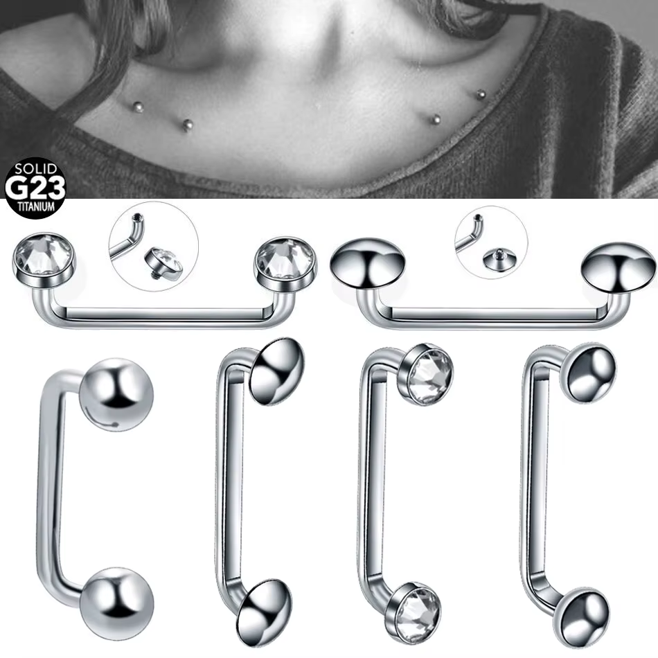 Barre de Surface en titane 16G 14G, filetage externe et interne, haltère industriel CZ, Micro ancres cutanées, anneau de perçage, bijoux Sexy, 1 pièce