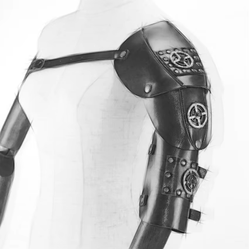 Garde-bras Steampunk, équipement rétro mécanique médiéval, accessoire de Cosplay d'halloween, armure d'épaule en cuir, accessoires d'archer pour adultes