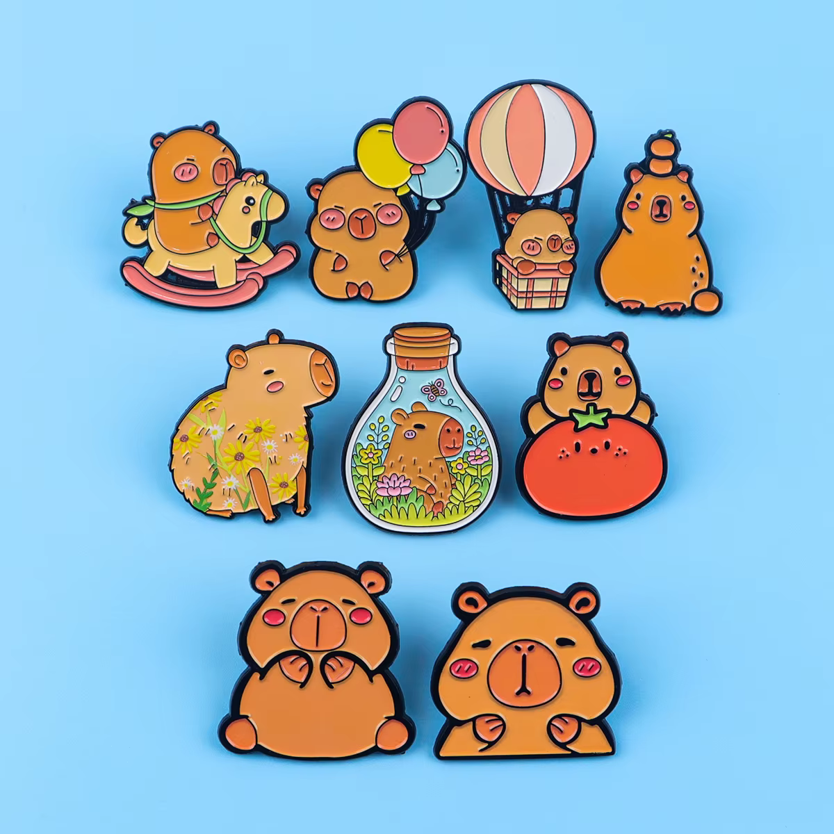 Broche Capybara en émail, Badges d'animaux de dessin animé sur sac à dos, broches pour femmes et hommes, épingles à revers, accessoires de Cosplay, cadeaux pour enfants