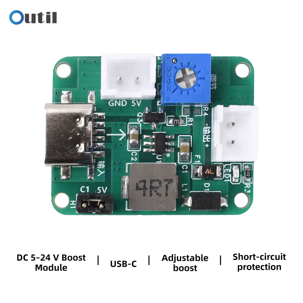 Module convertisseur boost réglable à double entrée 3-6V vers sortie 5V 9V 12V 24V avec protection contre les courts-circuits pour projets DIY