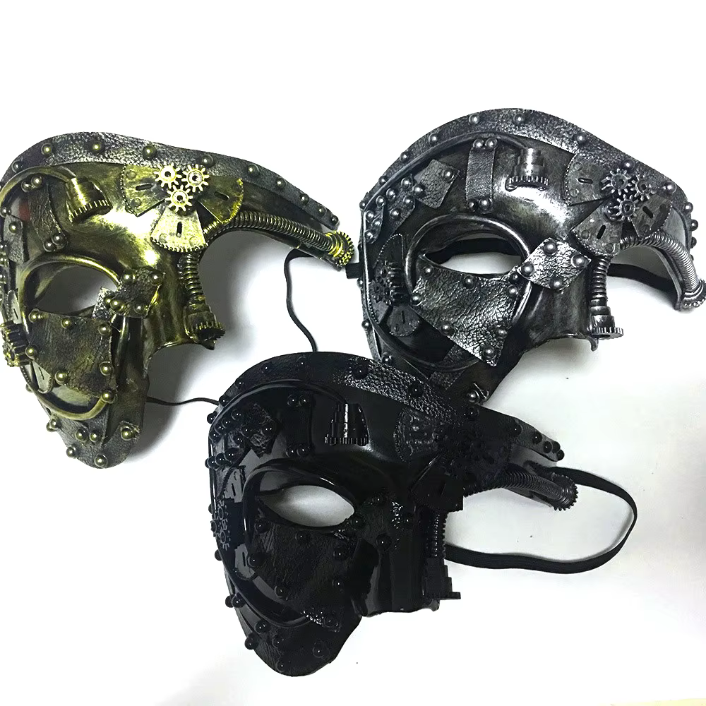 Steampunk fantôme mascarade Cosplay médiéval rétro masque balle demi visage hommes Punk Costume Halloween fête Costume accessoires