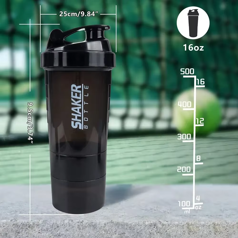 Bouteille de protéines Shaker à 3 couches