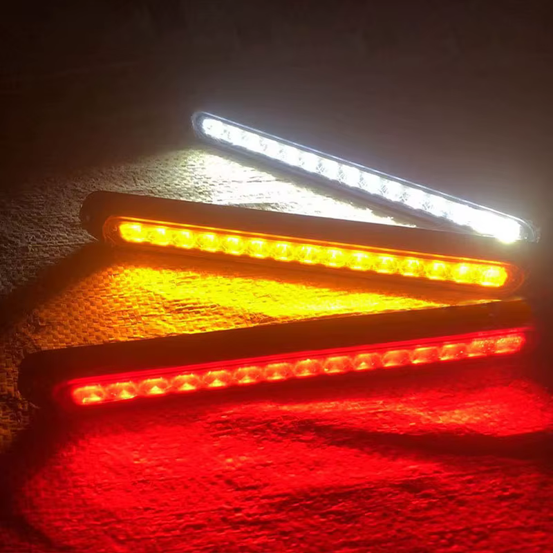 Barre lumineuse de position latérale LED pour camion, 12V-24V, feu stop, voyant d'avertissement pour remorque, indicateur externe automatique, feu arrière 15SMD