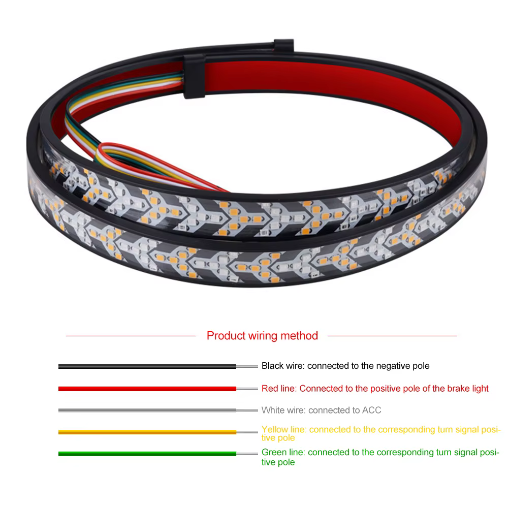 Bande lumineuse LED pour hayon de voiture et camion, clignotant dynamique, feu stop, feu de recul, barre lumineuse arrière pour pick-up et Jeep 12-24V