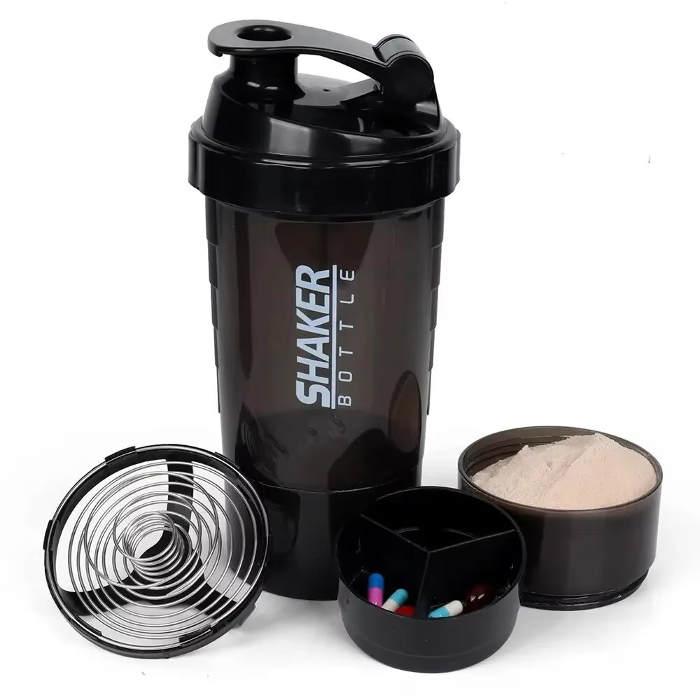 Bouteille de protéines Shaker à 3 couches
