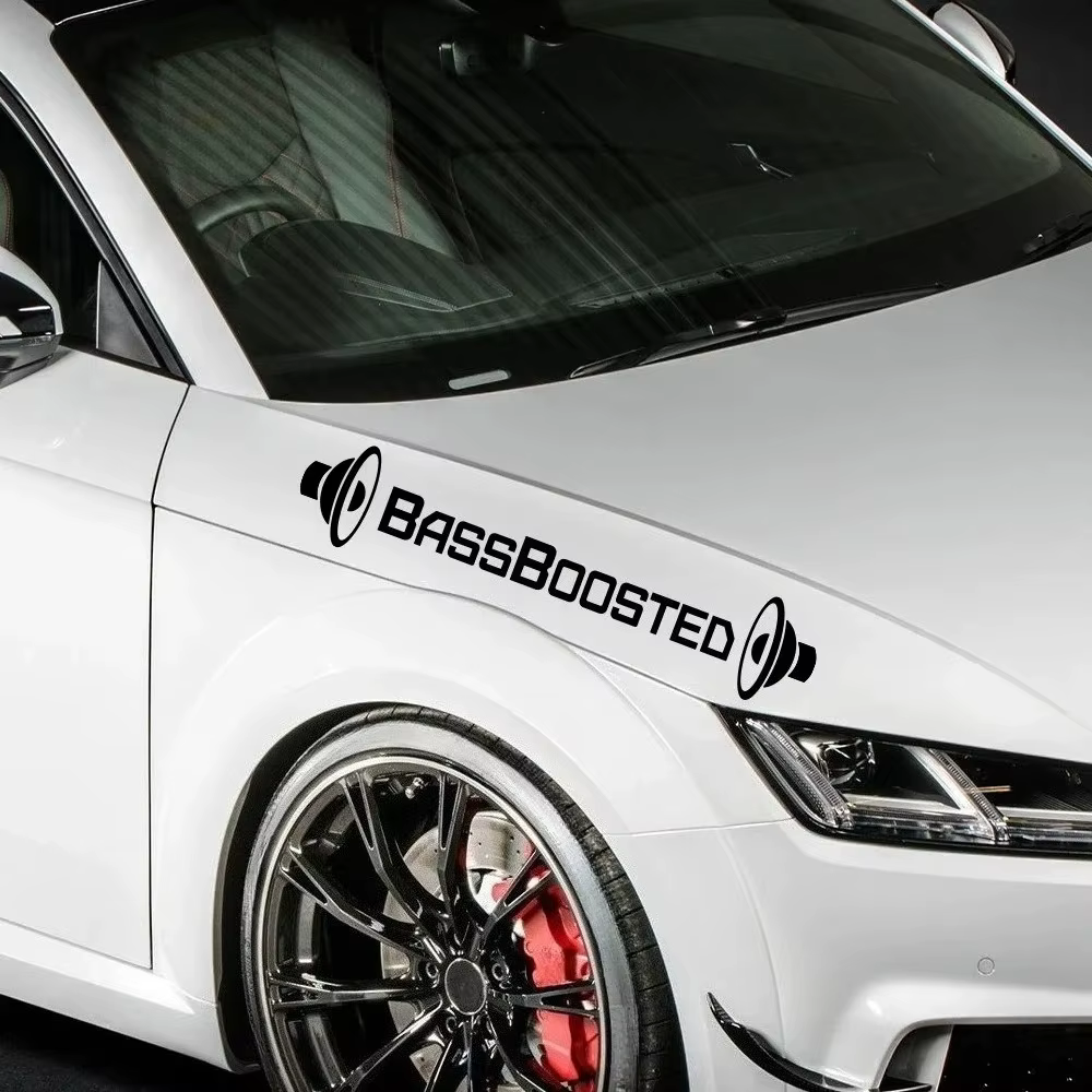 Autocollant de voiture amusant BassBoosted Bass Boosted, autocollant en vinyle créatif, décoration de carrosserie de moto et de voiture en PVC, accessoires