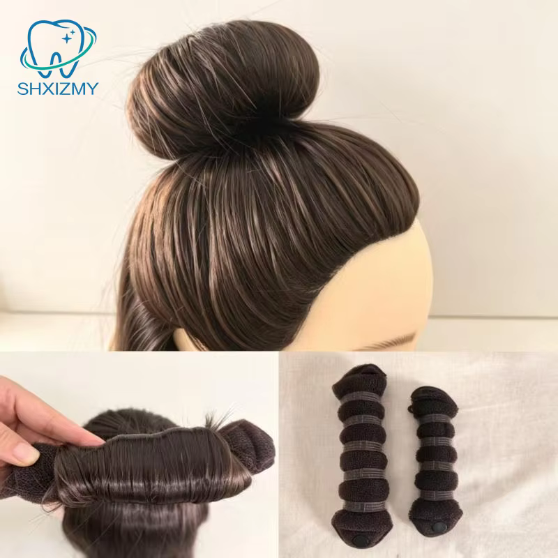 Chignon Magique Noir/Marron, Outil de Coiffure Type Donut, Accessoire pour Cheveux, Épingle à Cheveux pour Femmes, Coiffure DIY, Tresses