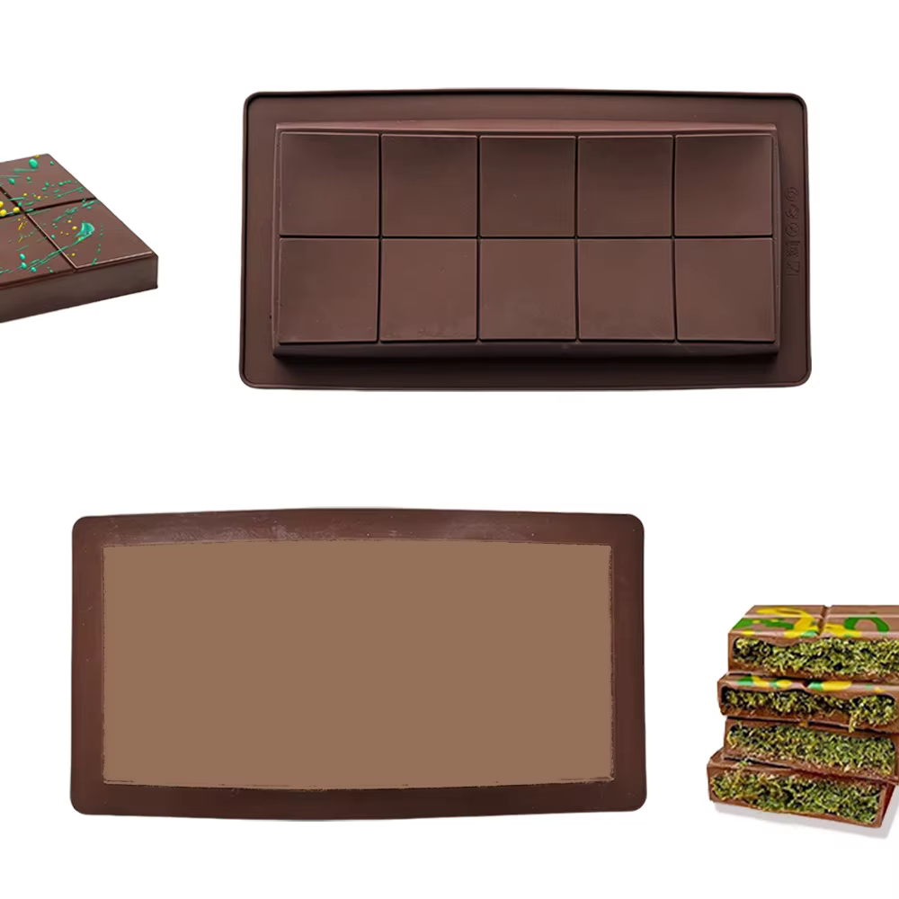 Moule en Silicone pour barre énergétique au chocolat, 10 grilles, page complète), en forme de gâteau, Pudding, Biscuit, décoration de gâteau, ustensiles de cuisson, 1 pièce