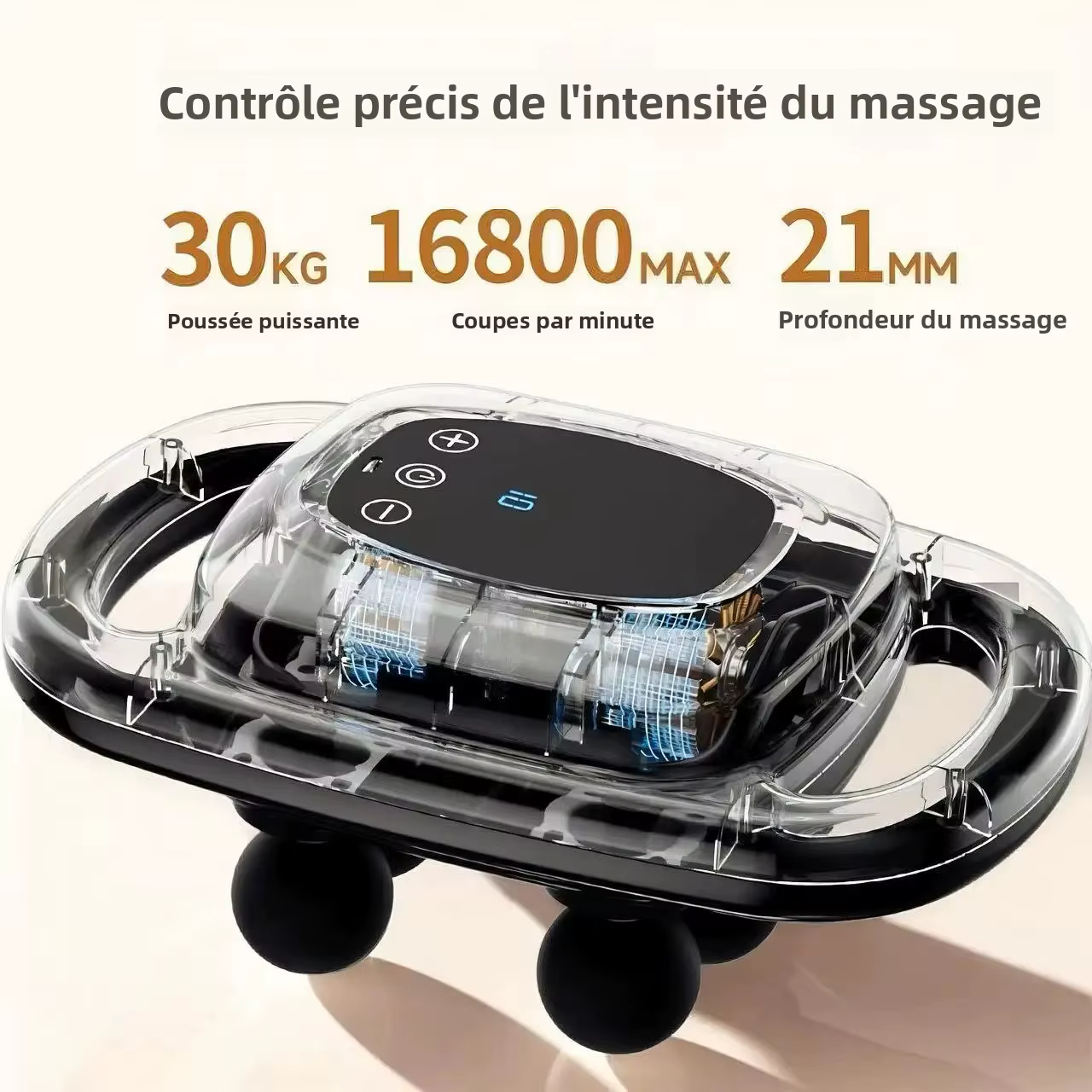 Pistolet de massage fascia haute puissance à 6 têtes, relaxant musculaire fitness, appareil de massage des tissus profonds pour soulager la fatigue corporelle complète