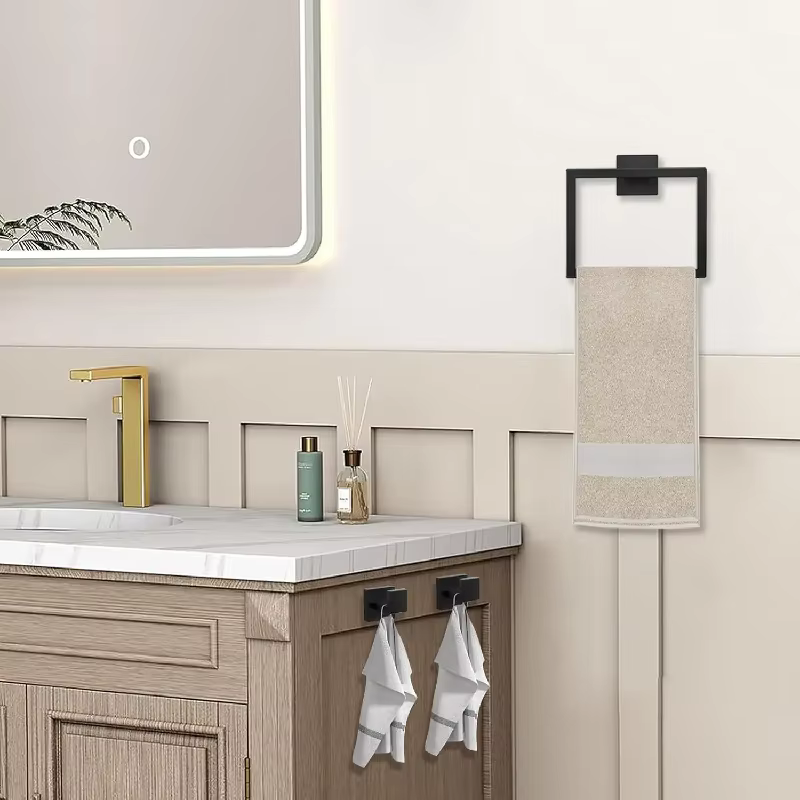 Ensemble de 5 accessoires de salle de bain – Porte-serviettes mural, patère, étagère et porte-papier toilette pour accessoires de salle de bain