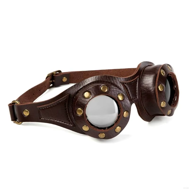 Lunettes Steam Punks amusantes en cuir, accessoires Steampunk pour hommes, lunettes de Cosplay d'halloween, accessoires de fête pour adultes