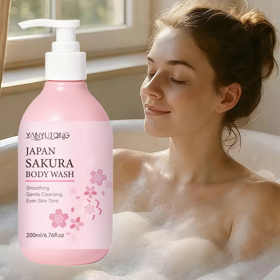 Sakura Gel douche longue hydratant lisse parfum longue durée mousse douce nettoyage du corps produit de bain 200ml