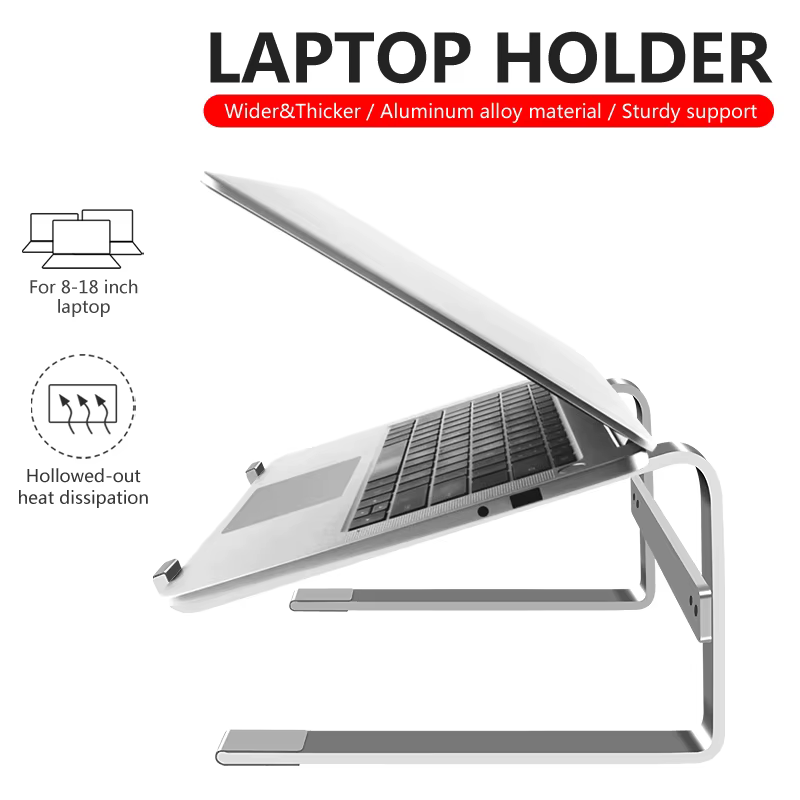 Support en aluminium pour ordinateur portable, poignées ergonomiques, support suréWeramovible pour ordinateur portable, accessoire pour Macbook Air, Mac PlePro, Dell, HP, Lenovo