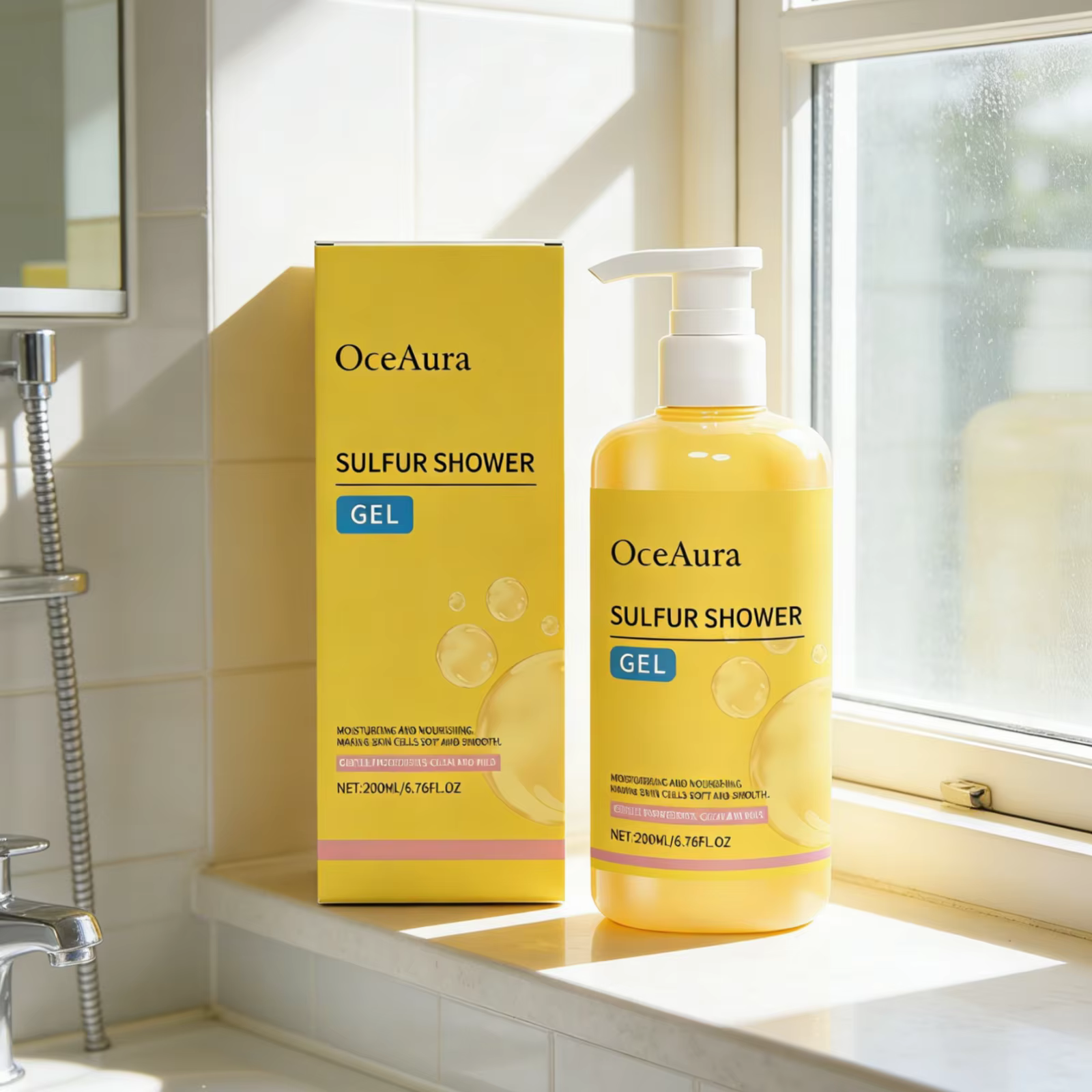 Gel douche au soufre OceAura, adoucissant pour la peau, rafraîchissant, lissant, hydratant longue durée, nettoyage doux, gel douche au soufre pour le corps, 200 ml