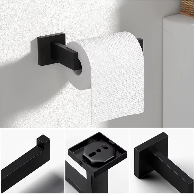 Ensemble de 5 accessoires de salle de bain – Porte-serviettes mural, patère, étagère et porte-papier toilette pour accessoires de salle de bain