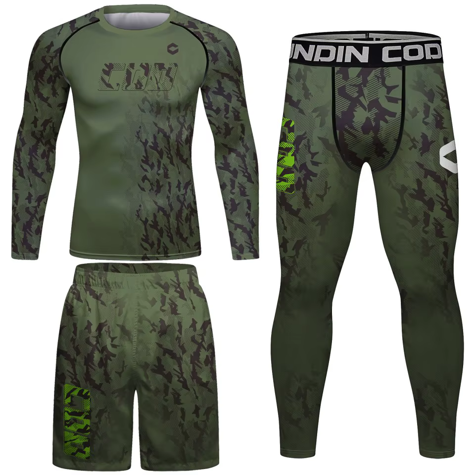 Vêtements de boxe ensemble ajusté MMA Rashguards Kits hommes Bjj combat couche de Base Leggings T-shirt Bjj Blouses