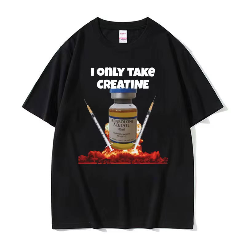 J'ai seul prendre la créatine drôle salle de sport Meme graphique T-shirts hommes surdimensionné haute qualité T-shirt