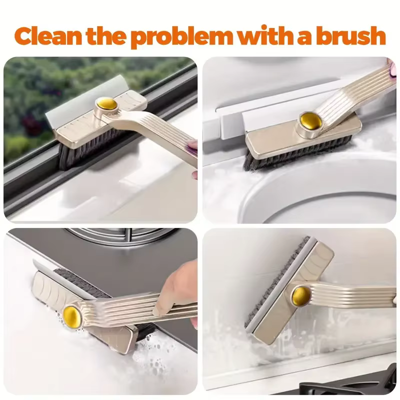 Brosse de nettoyage de carrelage polyvalente, 360 ° Épurateur rotatif à poils durs pour sols et murs de salle de bain et de cuisine