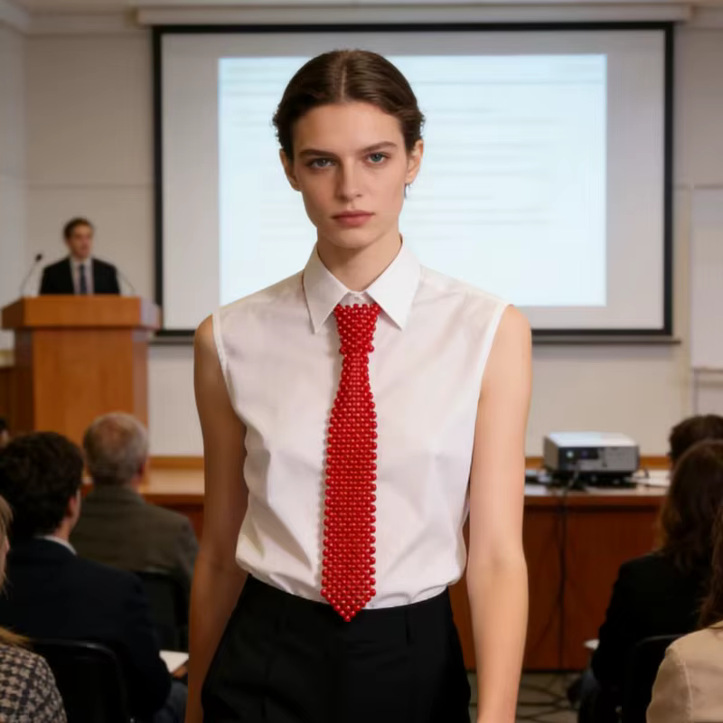 La cravate colorée élégante pour dames avec des perles enroulées à la main, accessoire prêt pour une piste peut être portée comme collier ou une chaîne de pull