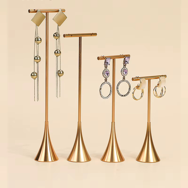 Présentoir en métal en forme de T pour boucles d'oreilles, support pour bijoux clous et pendantes, organisateur de photographie pour bagues et colliers, support de suspension pour magasin