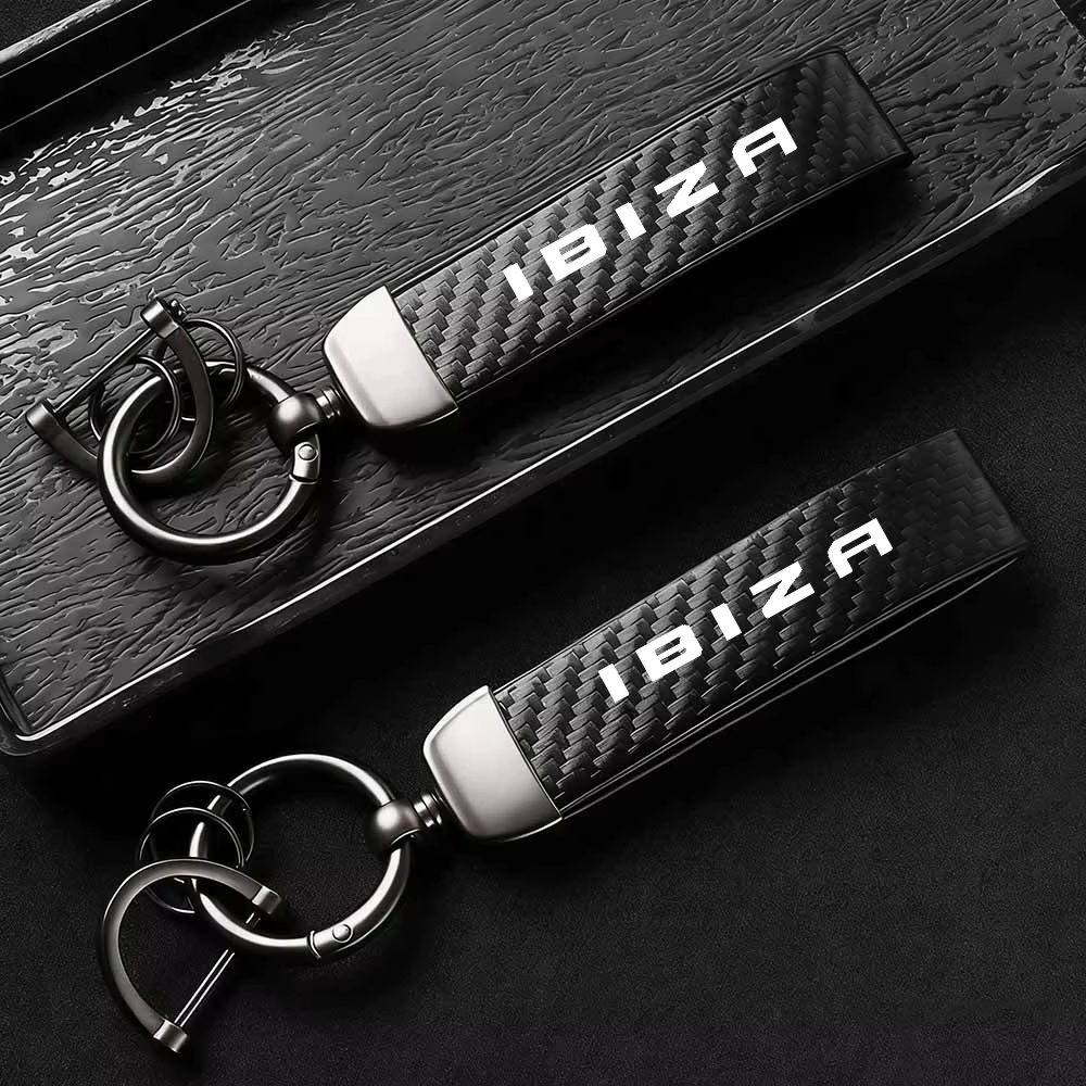 Porte-clés de voiture en métal, en cuir et en Fiber de carbone, avec Logo SEAT IBIZA, 1 pièce, accessoire