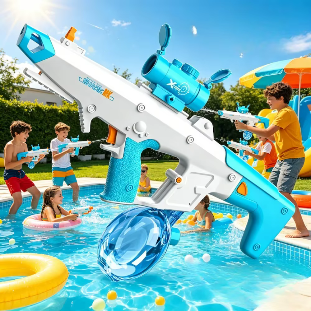 Pistolet à eau électrique Tiger Shark, absorption d'eau automatique, grande capacité, jouet de combat aquatique d'extérieur pour enfants et adultes
