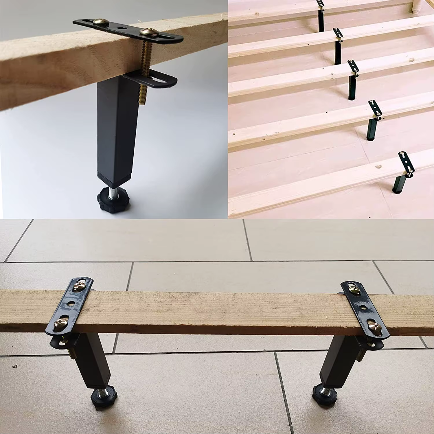 Pied de Support de cadre de lit à hauteur réglable, 2 pièces, pour cadre de lit en acier ou pied de Support à lattes centrales de lit en bois