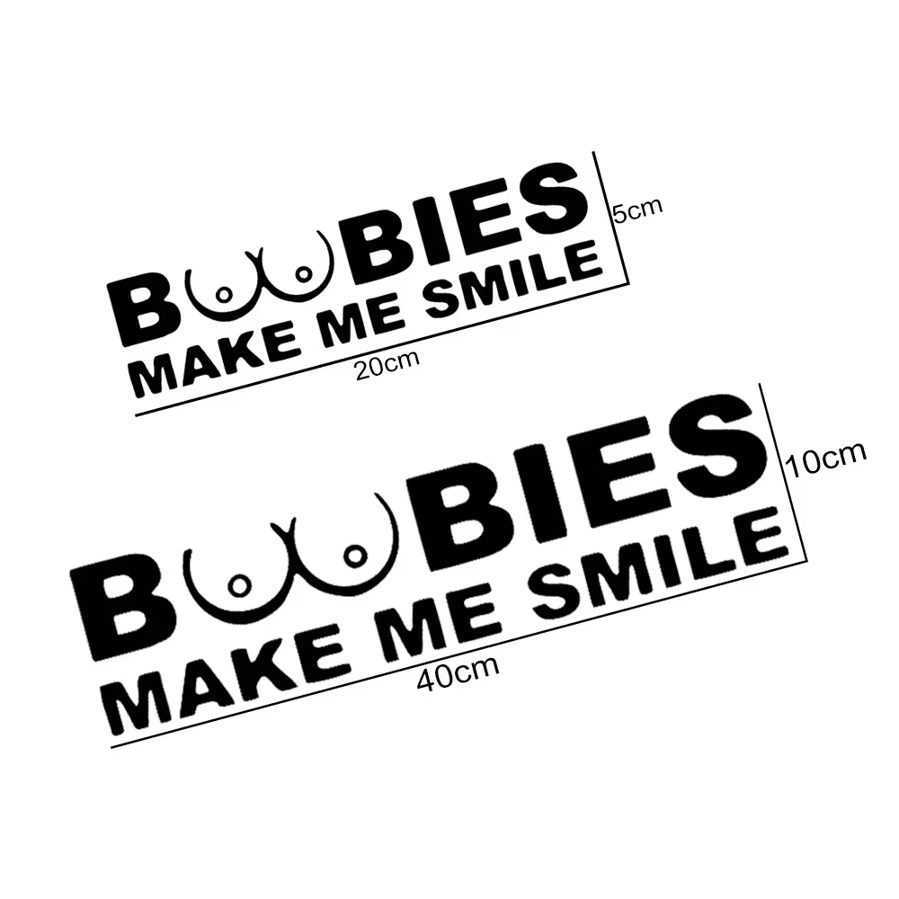 Autocollant de voiture « BOOBIES Make Me Smile », film vinyle amusant pour carrosserie, pare-chocs, fenêtres, moto, ordinateur portable, murs, accessoires de tuning automobile